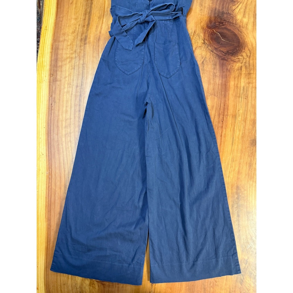 Anthropologie Chino Wide leg Jumpsuit 2 Navy Cotton Stretch Sleeveless Q3-12 - Picture 6 of 7